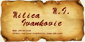 Milica Ivanković vizit kartica